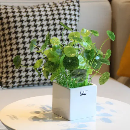 Новые свежие зеленые искусственные цветы растения в горшках керамическая ваза для бонсай в горшках домашний декор вечерние принадлежности Свадебные украшения - Цвет: A005  28x22cm
