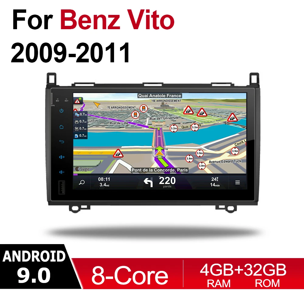 4GB android 9.0 car dvd player for Mercedes Benz Vito 2009~2011 NTG Multimedia GPS Navigation Map Autoradio WiFI Bluetooth