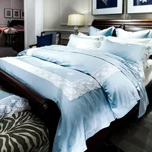 

2018 bedding set king size long staple cotton french romantic white lace duvet cover bed sheets solid color housse de couette