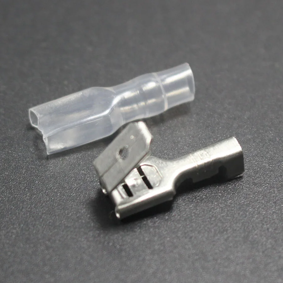

10Sets 6.3mm Against Crimp Terminal Splice Male Female 2 in 1 Spade Connector Terminal With Case for 0.3-2.5mm2 Cable
