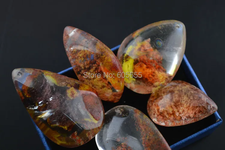 

Unique Quartz Inclusion Natural Red Yellow Phantom Crystal Stone Nugget Pendants For Necklace Making Materials