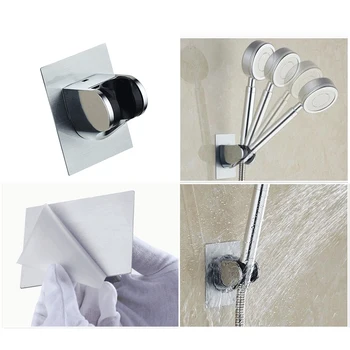 

Adjustable Shower Head Handset Holder Chrome Bathroom Wall Mounted Sticker Bracket Rack