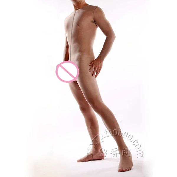 Сексуальный мужской экзотический просвечивающий комбинезон с длинным рукавом для геев, прозрачный эротический комбинезон для носочек для пениса, Calzoncillos - Цвет: Коричневый