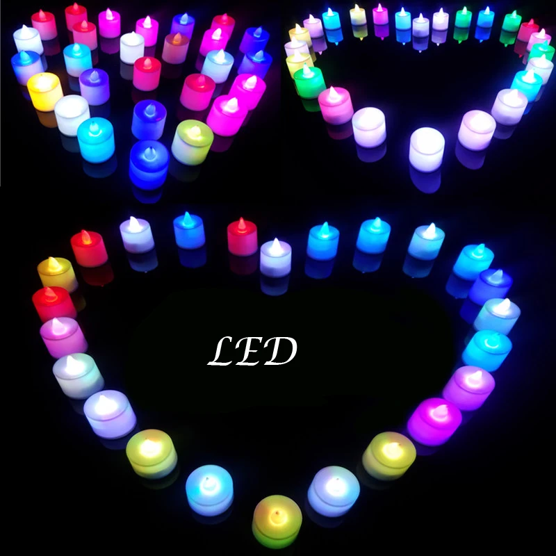 

6pcs LED candle light operated lamp multicolor simulation color flame flashing light home wedding battery light birthday candle