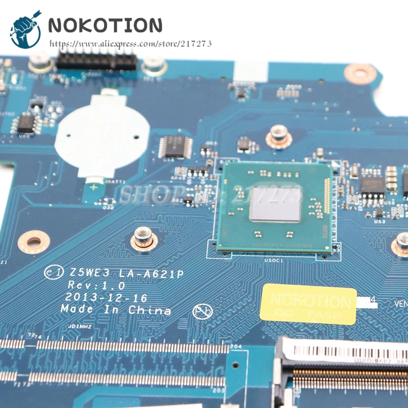 NOKOTION Z5WE3 LA-A621P NBY4711002 PC основная плата для acer Aspire E1-510 E1-510-2500 Материнская плата ноутбука логическая плата N2820 процессор