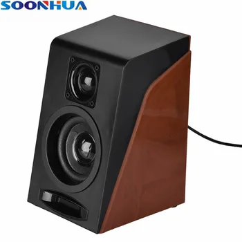 

SOONHUA Durable Wooden Texture Plastic Speakers AUX 3.5mm USB Wired Computer Desktop Speakers HiFi Stereo Bass Sound Speakers