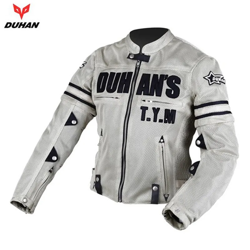 DUHAN Men's Motorcycle Racing Patrol Jacket Breathable Mesh Motocross Off-Road Riding Jaqueta Clothing with Removable Protector