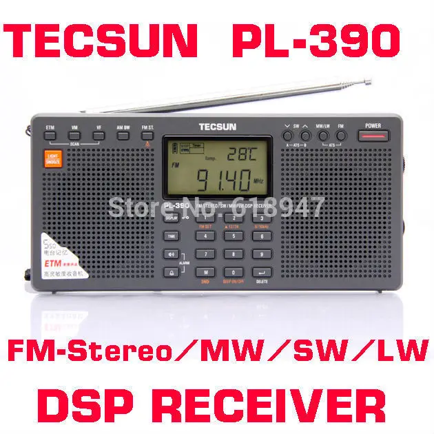 

Free Shipping Retail-Wholesale Tecsun PL390 ETM FM Stereo SW MW LW DSP Radio Dual Speaker Radio