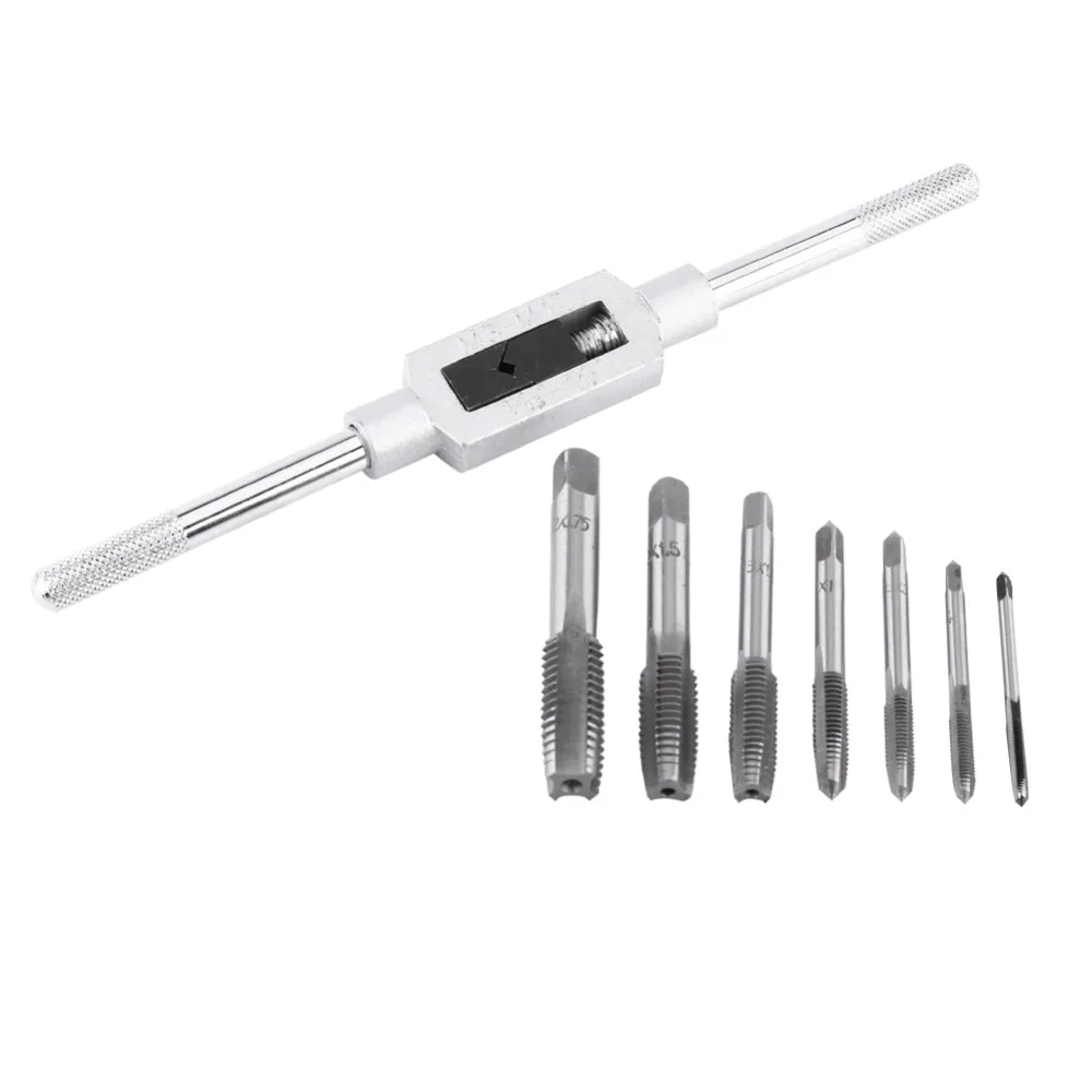 1 Set Adjustable Tap Wrench Set with Metric Thread M3/4/5/6/8/10/12 Insert Screw Taps Holder