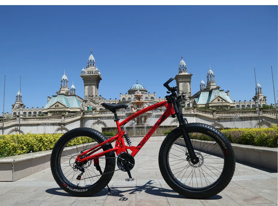 Flash Deal Love Freedom High Quality Bicycle 7/21/24/27 speed Mountain Bike 26 Inch 4.0  fat bike Front and rear shock absorption bicycles 38