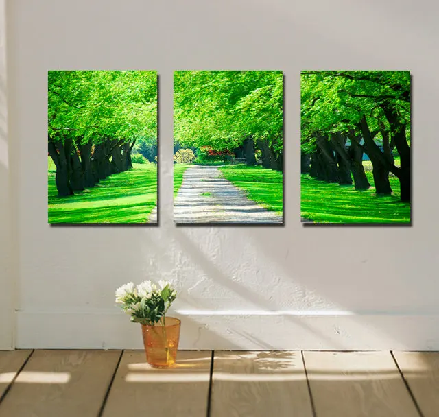 

3 panels(No Frame)The Green Road Modern Home Wall Decor Painting Canvas Art HD Print Painting Canvas Wall Picture For Home Decor