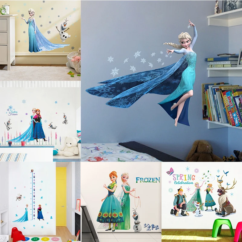 13style Disney Cartoon Frozen Elsa Anna Princess Wall Door Sticker Home Decor DIY Anime Mural Art Poster Kids Wall Decals