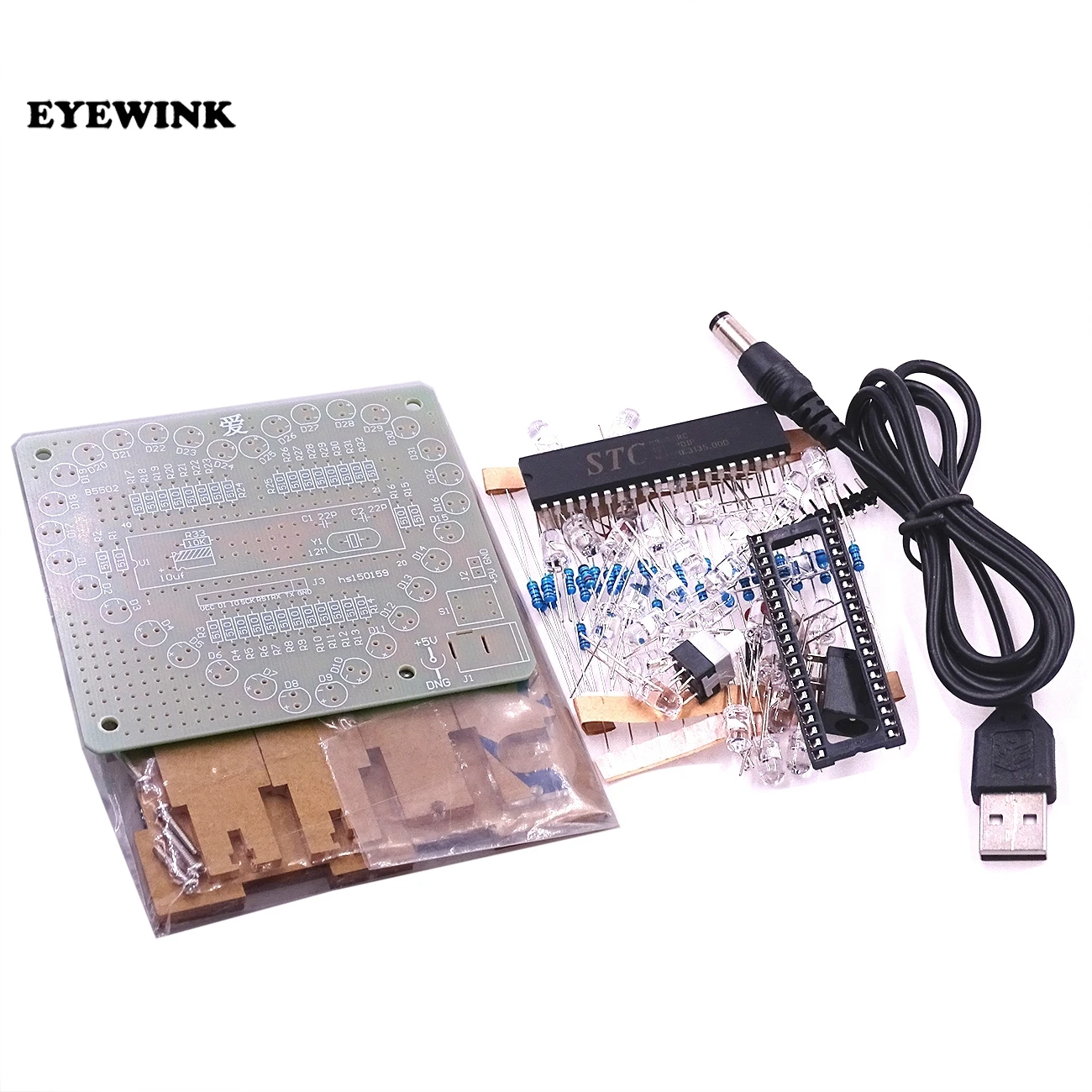 

DIY Electronic Kit Heart Shape Colorful LED Module Love Water Light STC89C52 Parts & Components Design+Beautiful shell