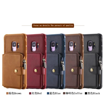 

PU Leather Flip Zip Wallet Phone Soft Silicone Case Cover Shell w/ Zipper Funda Capa for Samsung Galaxy S9 S9Plus Coque Fundas