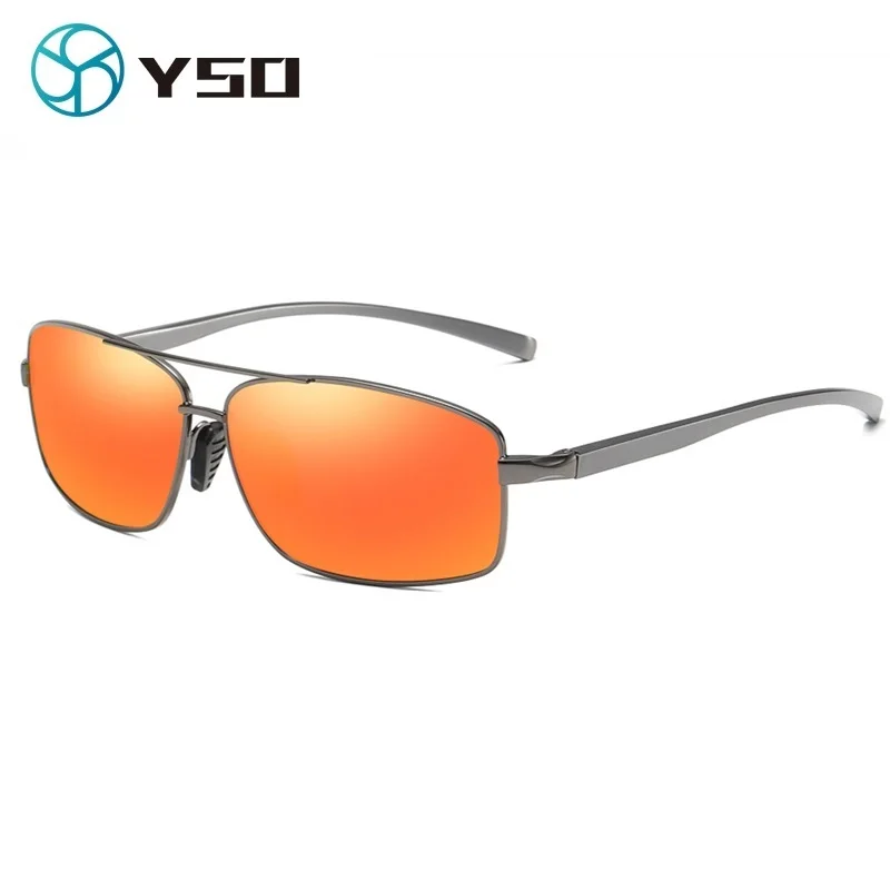 YSO мужские солнцезащитные очки винтажные Поляризованные UV400 алюминиевая рамка смола линзы солнечные очки мужские Квадратные аксессуары для мужчин 2458