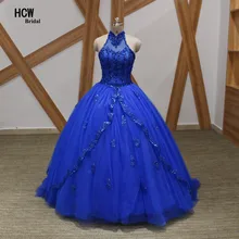 Королевское голубое праздничное платье бретельки, открытая спина бисерные аппликации милое бальное платье 16 Дешевое платье для вечеринки Пышное Платье