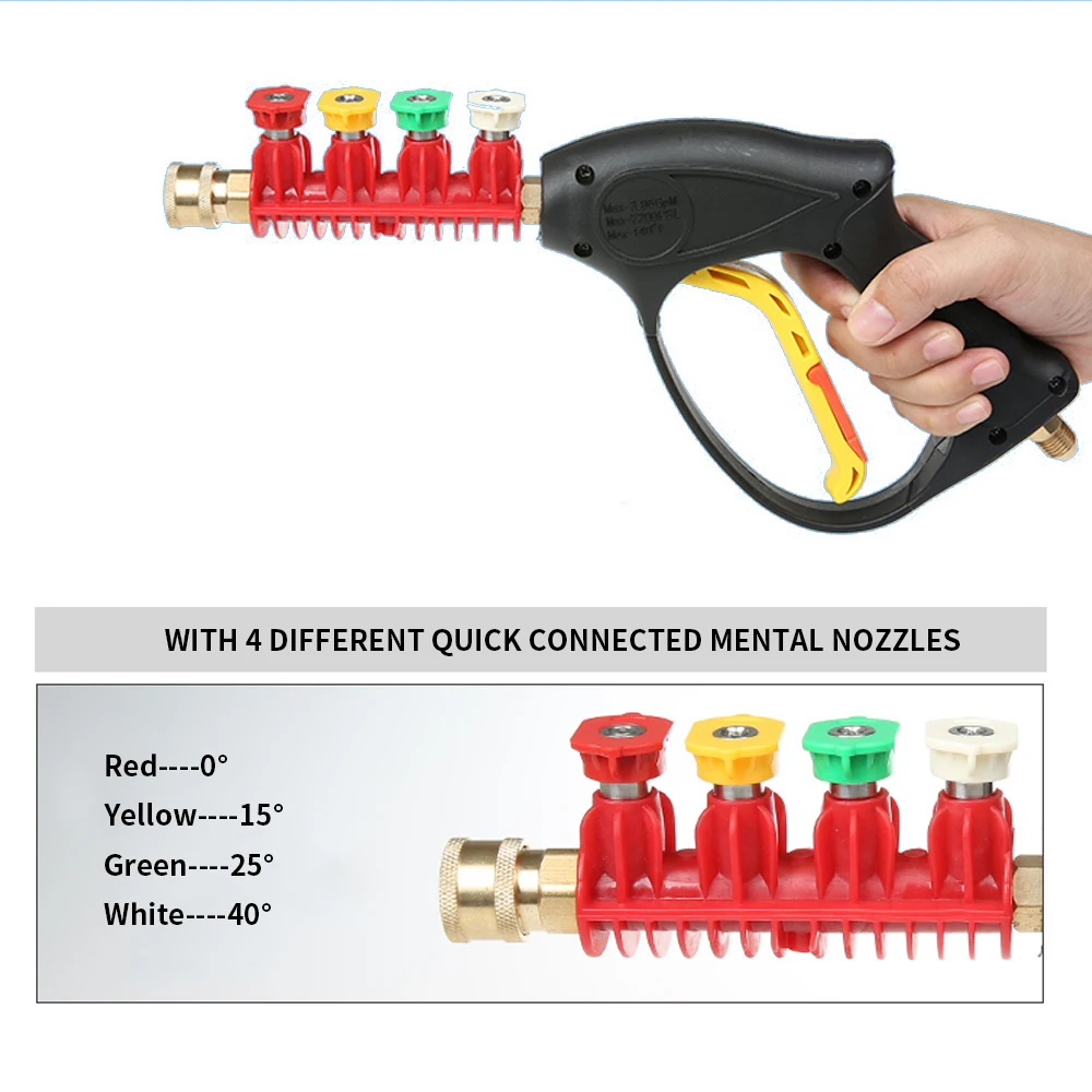 Высокое давление Омыватель распылитель воды пистолет с 4 шт. быстро подключенным металлическим соплом автомойка магазин аксессуаров City Wolf Авто чистящий инструмент