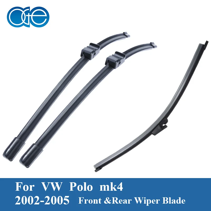 Combo Silicone Rubber Front And Rear Wiper Arm Blades For VW Polo MK4,2002 2003 2004 2005,Windscreen Wipers Car Accessories