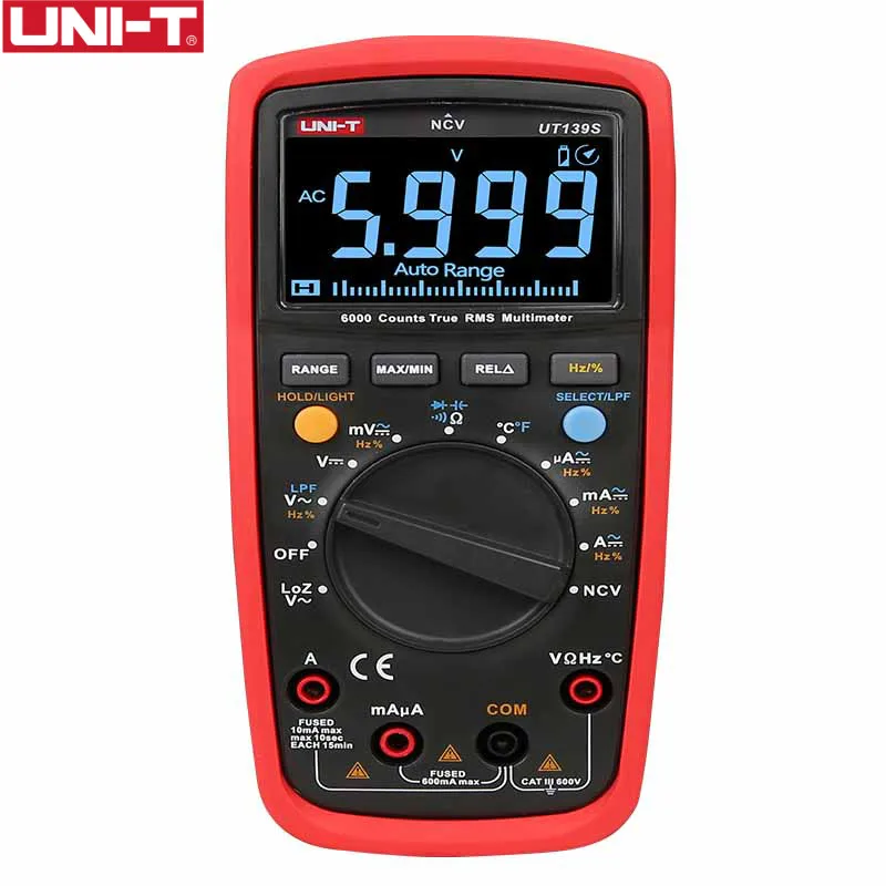 

UNI-T UT139S True RMS Digital Multimeter Temperature Probe LPF pass LPF (low pass filter) function Temperature test EBTN display
