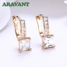 New Luxury Champagne Gold Color Earrings Fashion Square AAA+ Cubic Zircon Drop Earring For Women Fashion Jewelry цена New Luxury Champagne Gold Color Earrings Fashion Square AAA+ Cubic Zircon Drop Earring For Women Fashion Jewelry цены онлайн