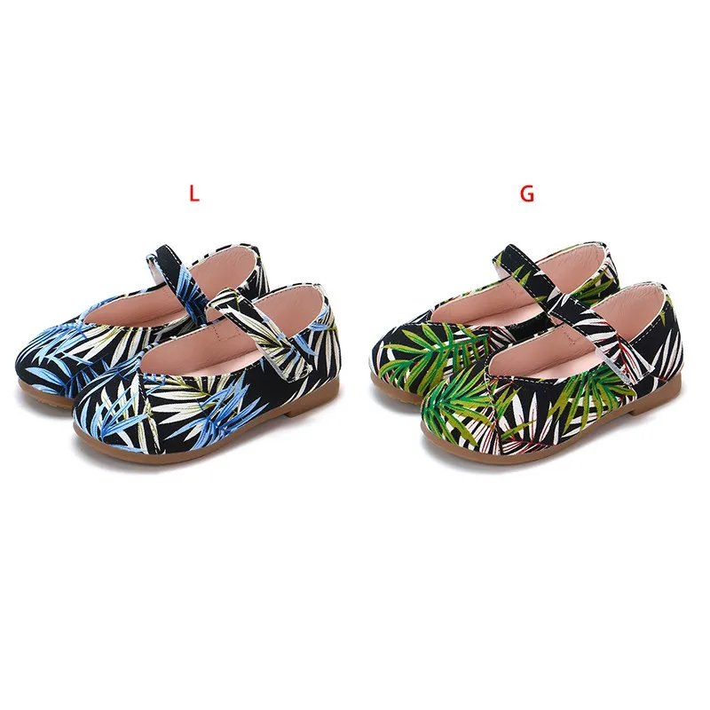 

Spring Autumn Korean Baby Girls Plant Print Soft Bottom Flat-heeled Shoes Girls Casual Fashion Children's Shoes A