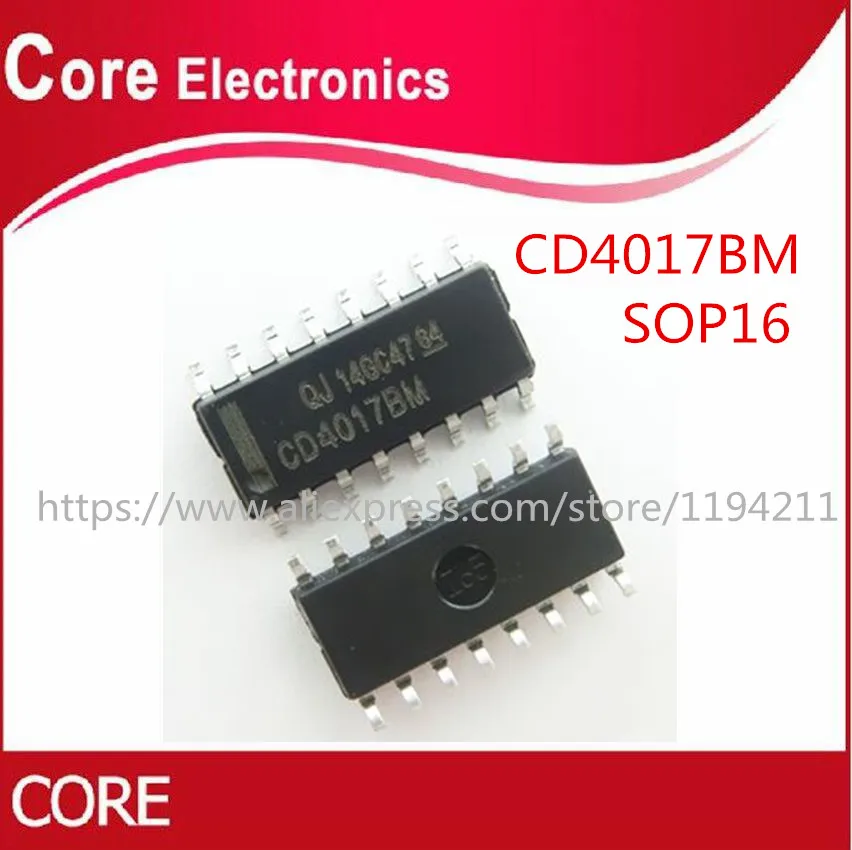 100 шт. CD4017BM CD4017B CD4017 16 SOIC Новый|Интегральные схемы| |