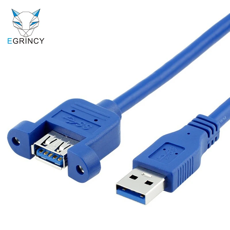 EGRINCY USB3.0 кабель-удлинитель USB 3,0 кабель для синхронизации данных с винтовым креплением на панель для настольный компьютер, принтер, жесткий диск