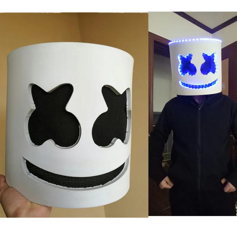 

Dj Marshmello Mask Cosplay Full Head Helmet Party Bar Music Electronic Syllable Halloween Props
