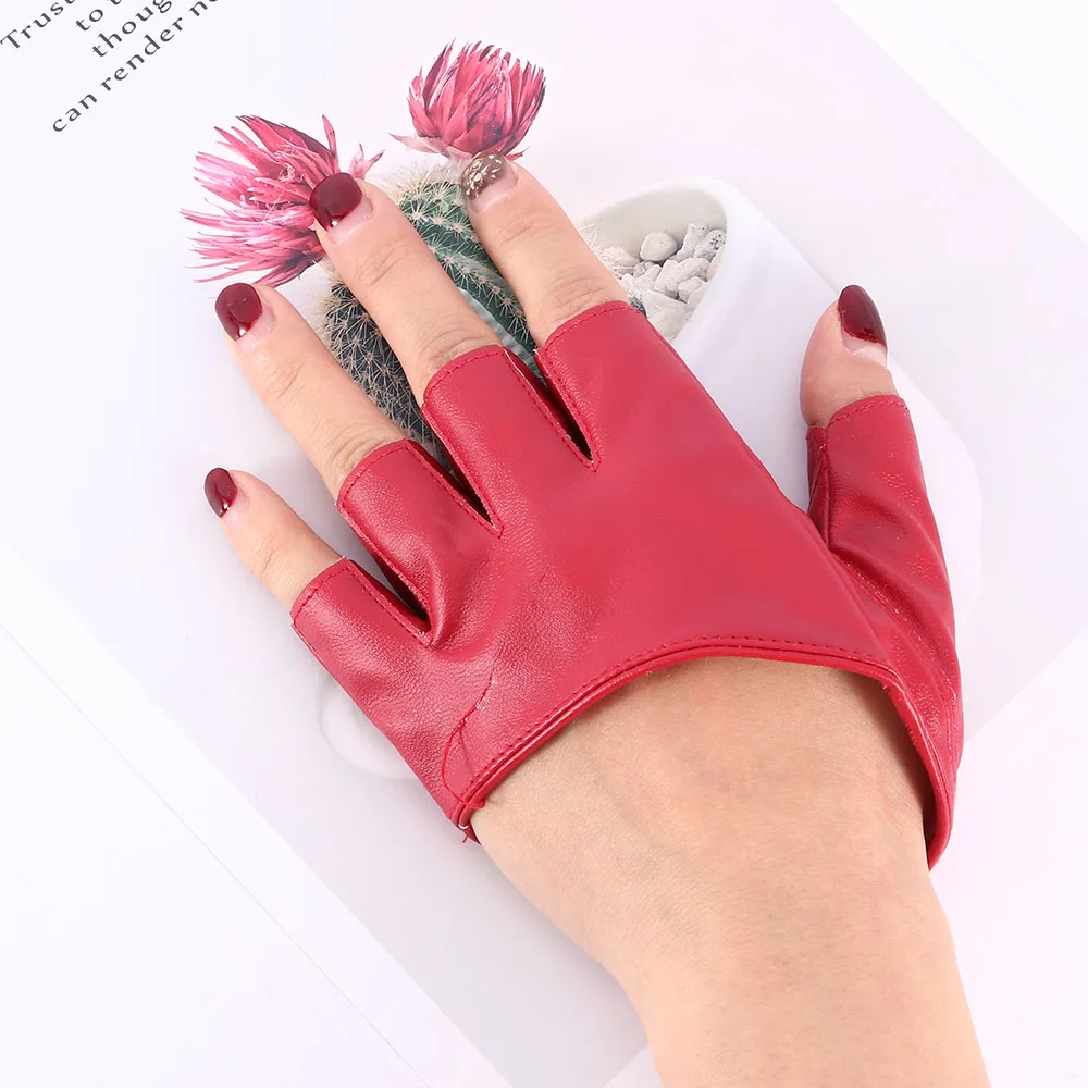 Модные перчатки из искусственной кожи с открытыми пальцами, женские перчатки без пальцев для шоу и вождения, стильные модные аксессуары для одежды, 6 цветов