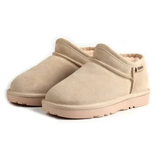 Большие размеры 35-41, новые кожаные Женские снегоступы Ботинки Зимняя обувь теплая хлопковая обувь; верхний материал из кожи и бархата теплые сапожки Для женщин 805