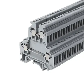 

50 Pcs UKK3 DIN Rail Double Level Dual Row Terminal Block 500V 25A 28-12AWG Gray