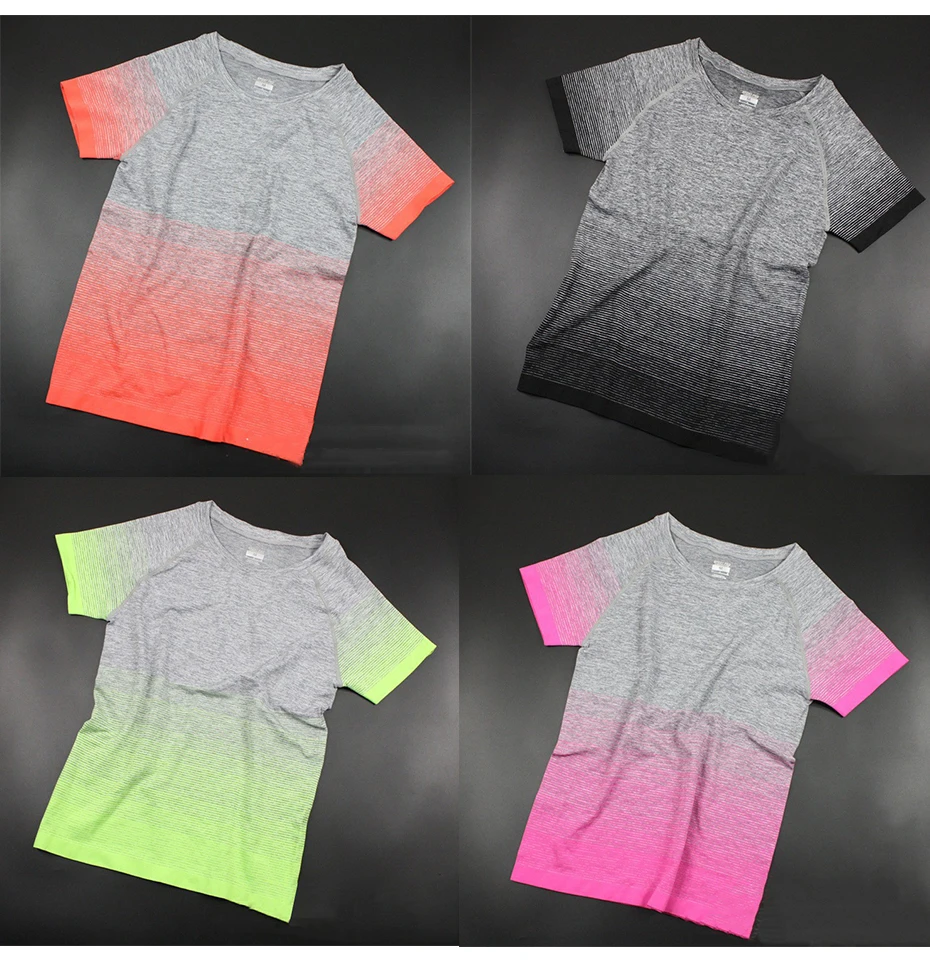 camiseta manga roupas de fitness camisetas e topos deporte mujer p096