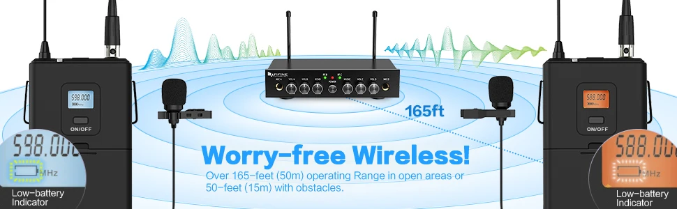 UHF Беспроводная микрофонная система с 2 гарнитурами и петличный микрофон с отворотом и приемником свободные руки для обучения речевого шоу darma K038-1