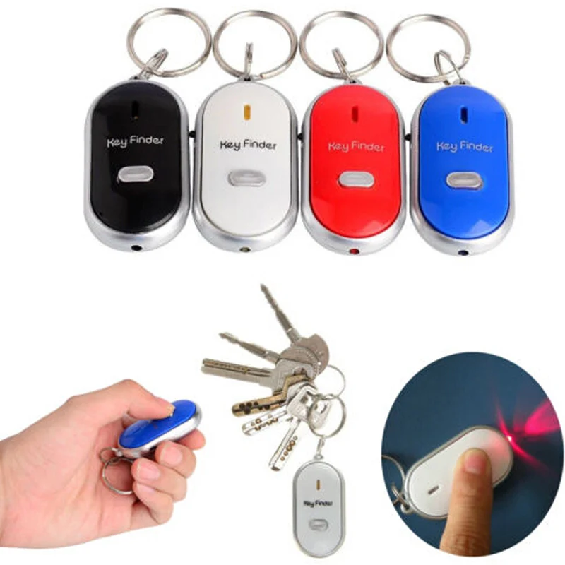 

Sound Control Electronic Find Key chains Key Finder Locator Keychain Wireless Anti-Lost Whistle Sound LED Light Torch controlled