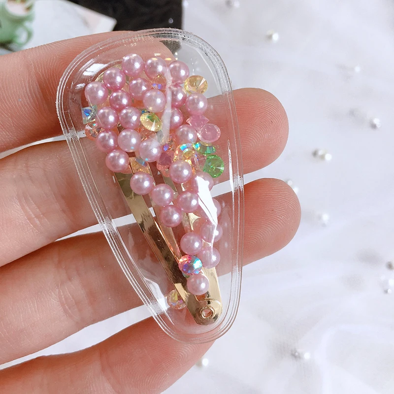 New Fashion Cute Hair Clip Bobby Pins Kids Girl Hairpin Accessories for Children Transparent Pearl Sequins Baby Girl Stream Clip