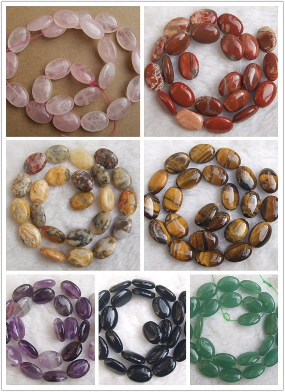 

13x18MM Black onyx Aventurine Tiger's Eye Crazy agate Amethyst Oval Beads 15.5"