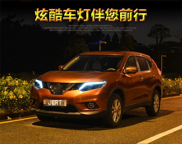 Автомобиль Стиль светодиодный фары для Nissan X-Trail 2014-2015 для X-Trail фара светодиодный объектив двойной луч H7 Ксеноновые bi Xenon объектива