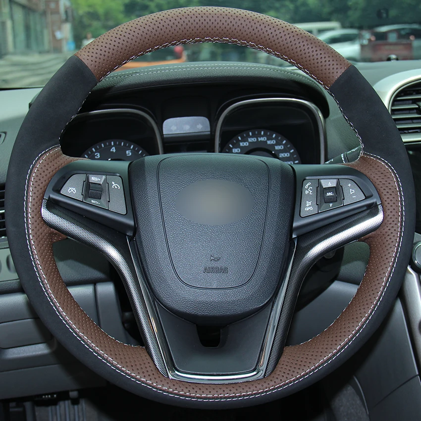 Buy Coffee Natural Leather Black Suede Car Steering