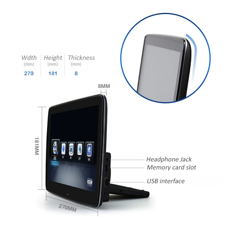 8 ядерный HD Android 1 Автомобильный подголовник монитор WIFI DVD видео плеер Bluetooth