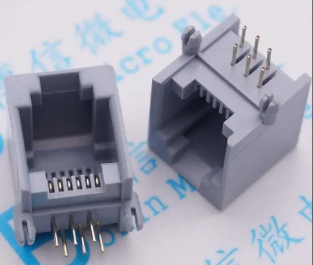  50pcs/lot RJ11 6P6C Modular Jack Network Socket 6 Pin 90 Degree Curved Needle Welded Type With Side | Обустройство дома