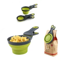 Миски-кормушки для домашних животных, миски для собак, ложка для домашних животных, мерные стаканчики, Складной пищевой Совок с уплотнительным зажимом для кошек, товары для домашних собак