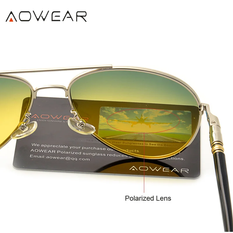 Очки AOWEAR дневного и ночного видения для вождения мужские очки HD классические