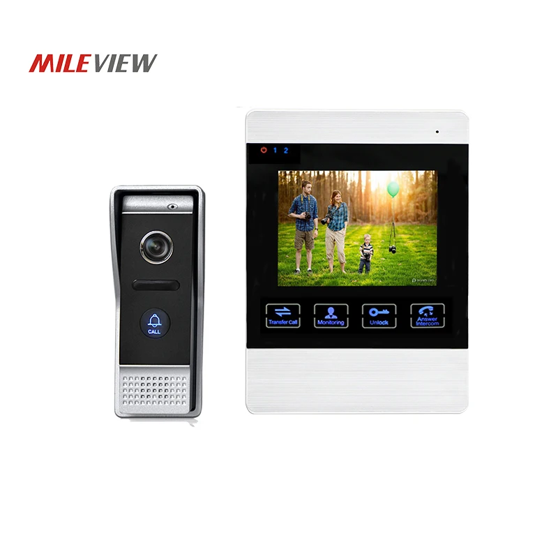 

Free Shipping 1200TVL HD 4.3" Touch Screen Video Intercom Door Phone Record System + Waterproof Door bell Camera Unlock Monitor