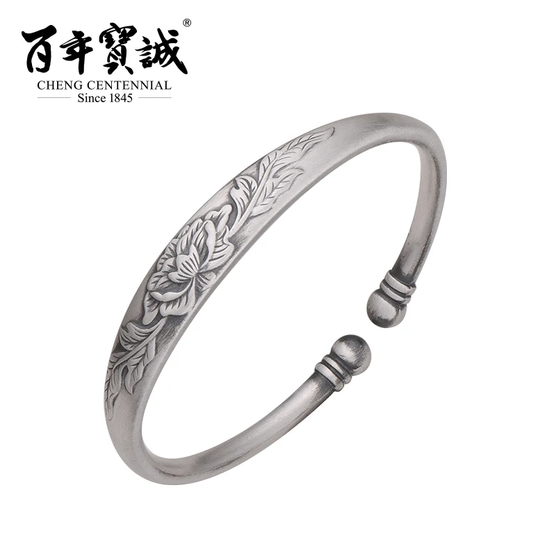 

Cheng Centennial --Jewelry-Peony-Silver bracelet-Sterling silver-Ringent bracelet-For female-Silver jewelery