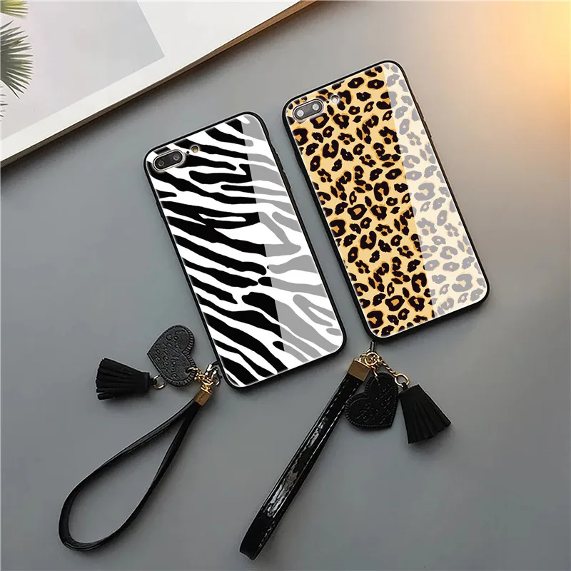 

Tempered Glass Cases for Huawei P20 Pro Lite Back Cover Shell Bumper for Huawei Nova 3e Fitted Cases Zebra Leopard Print Cover