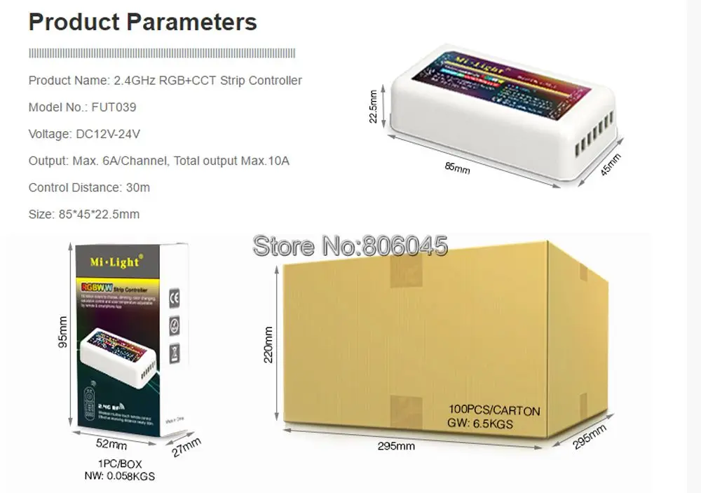 Miboxer RGB+ CCT(RGB+ холодный белый+ теплый белый) светодиодный Управление; DC12-24V Поддержка Wi-Fi Управление 2,4G RF Беспроводной 4-Зона дистанционного управления Управление