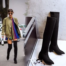 Winter Boots Women Thigh High Snow Boots Woman Faux Fur Heels Shoes Womens Over The Knee Boot Lady Shoes Botas Large Size 34-48