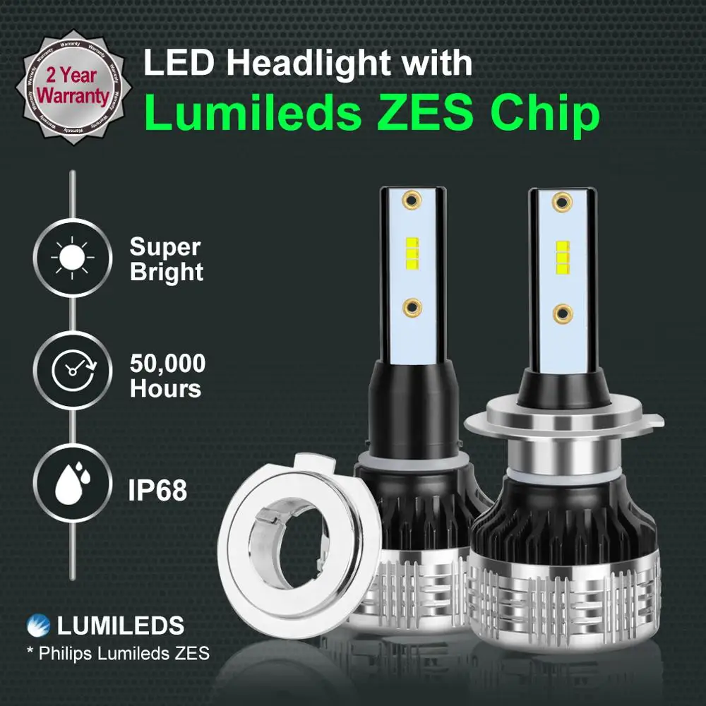 2 шт. H4 H7 Led H1 H11 H8 H3 HB4 HB3 H27 Led с Lumileds ZES чипы Canbus автомобильные фары лампы 80 Вт 12000LM автомобильные лампы