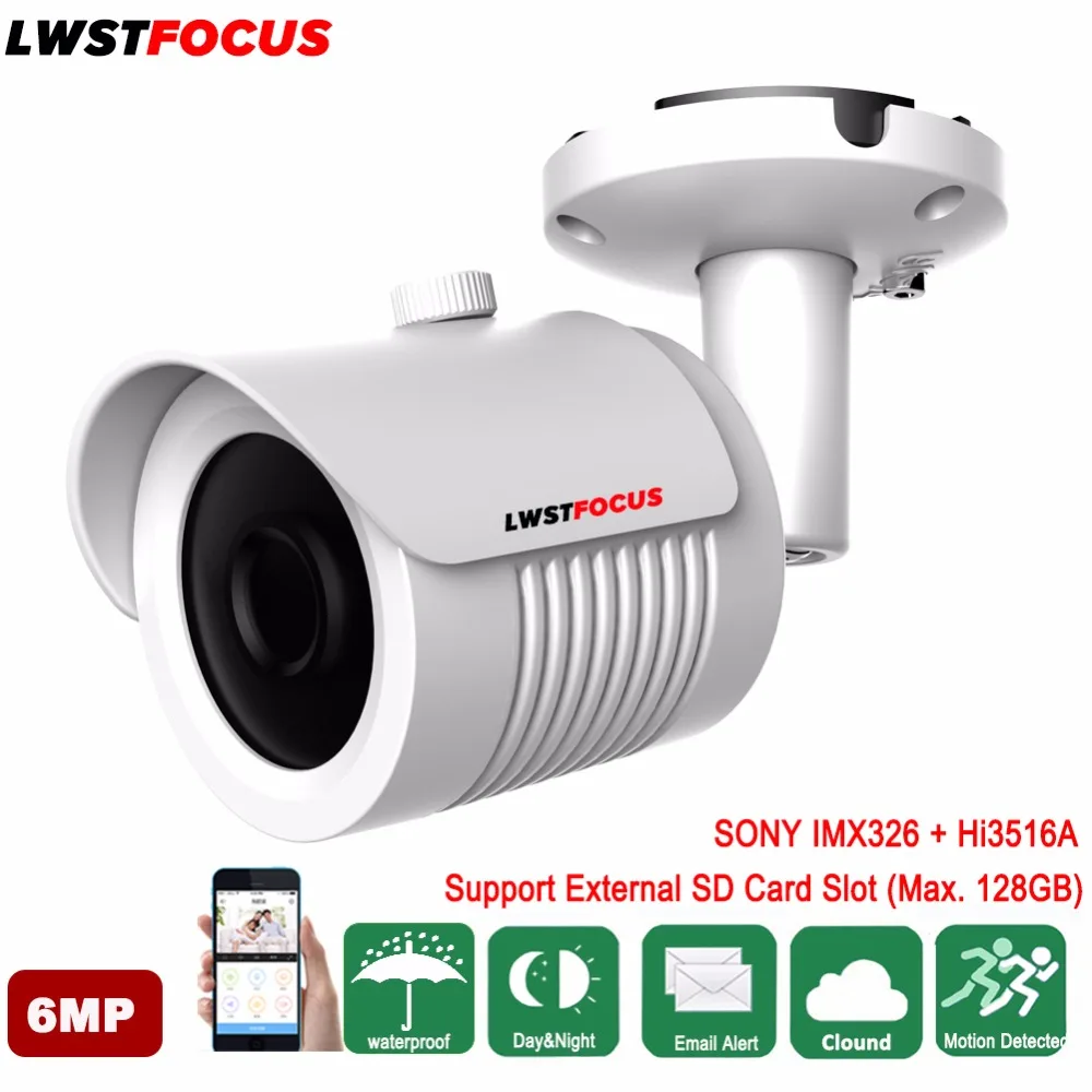 LWSTFOCUS 6MP POE сети пуля H.265 IP Камера POE слот для карты SD Макс 128 ГБ CCTV Камера ИК 30 м безопасность ip-видеонаблюдения Камера Onvif2.4