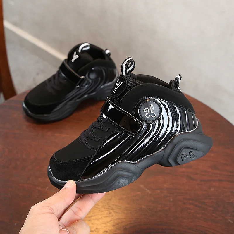 

Spring And Autumn Leather Black Casual Sneakers Children Red Soft Bottom Children Shoes For Girls, Shoes For Children Sport Shoe